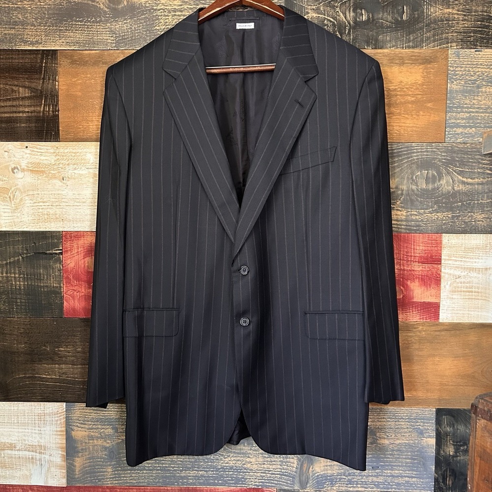 Brioni Blazer Mens 50R Sport Coat Navy Black Pinstripe Suit Jacket Italy